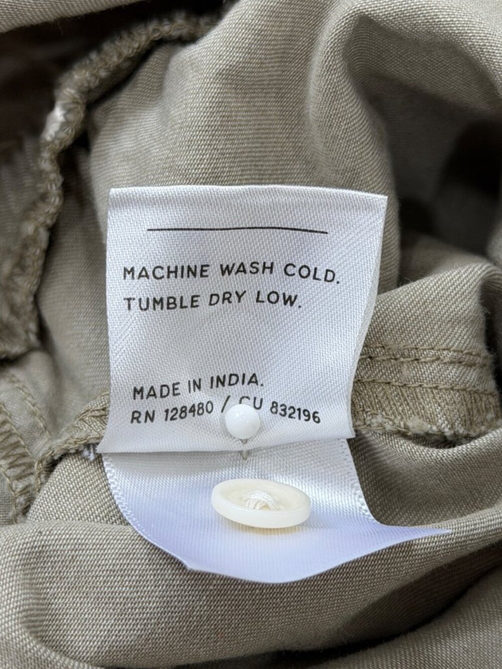 Pact Womens Size L Sleeveless Romper Button-Up Organic Cotton In Khaki NEW - Picture 8 of 8
